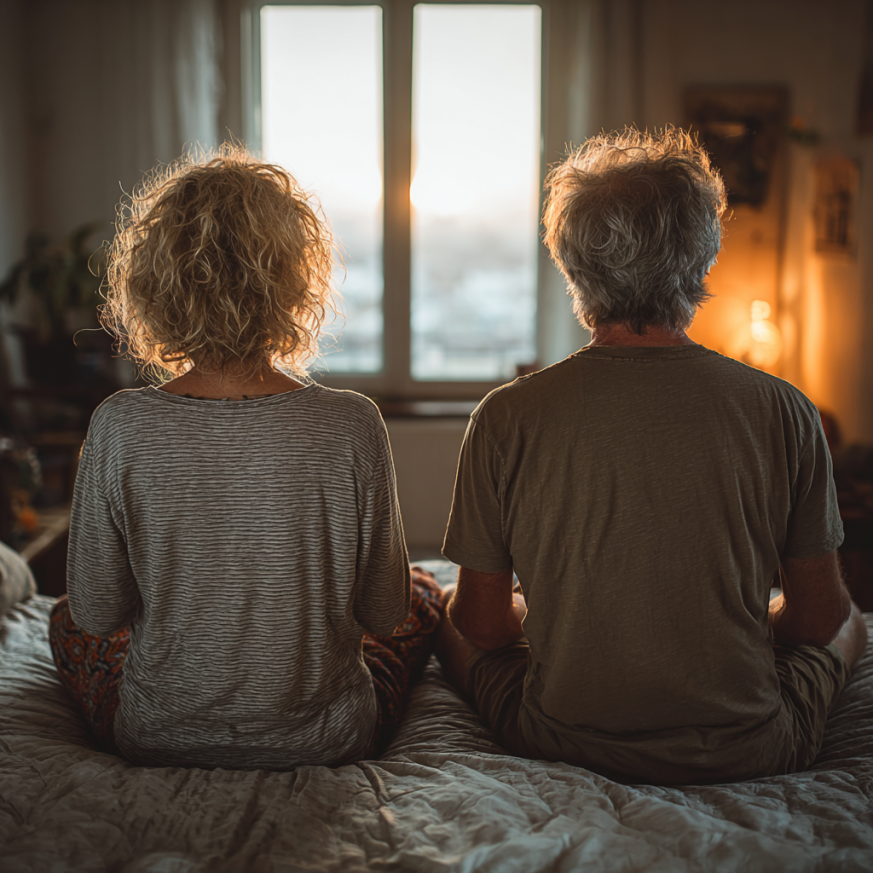 Жінка старшого віку медитує в позі лотоса